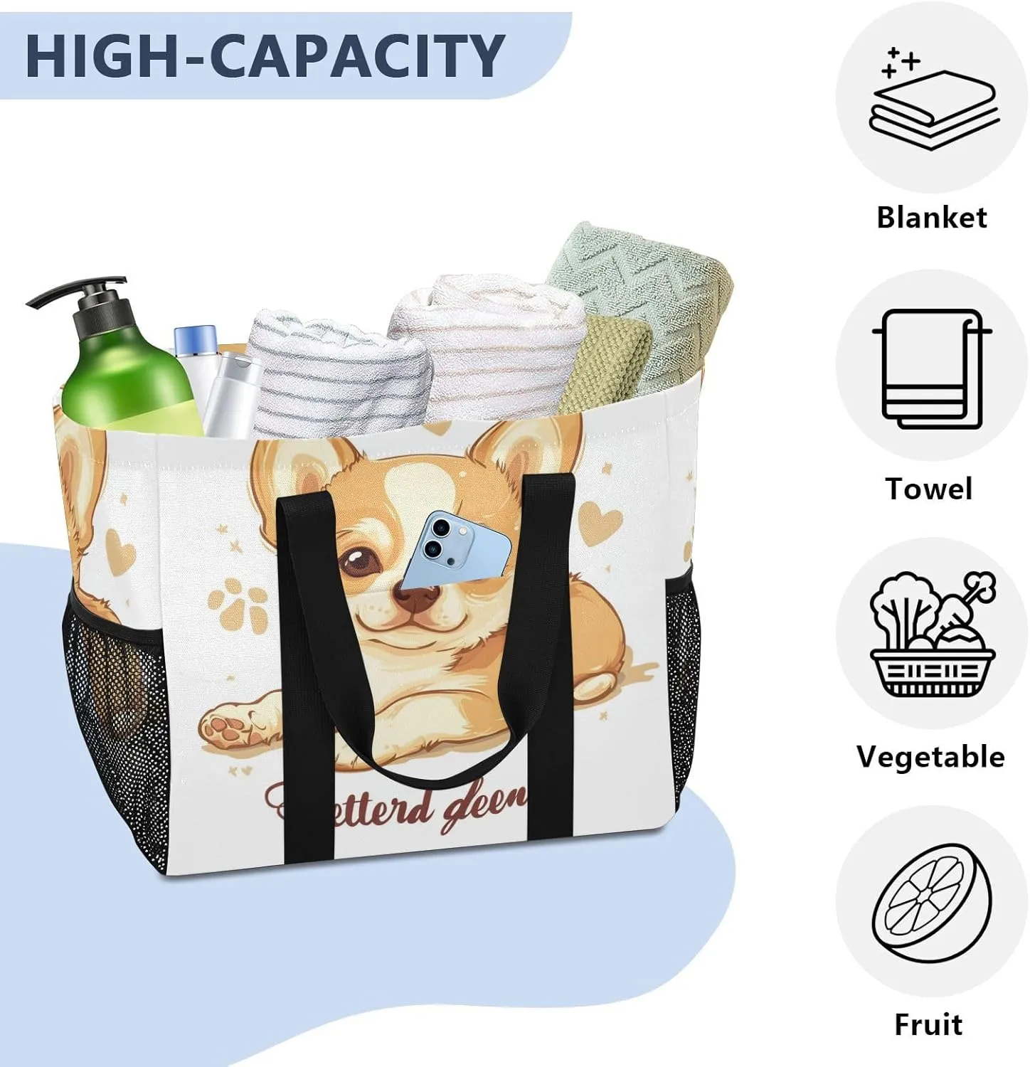 ALAZA Close Up Photo Of French Bulldog Read Book Waterproof Beach Tote Bags