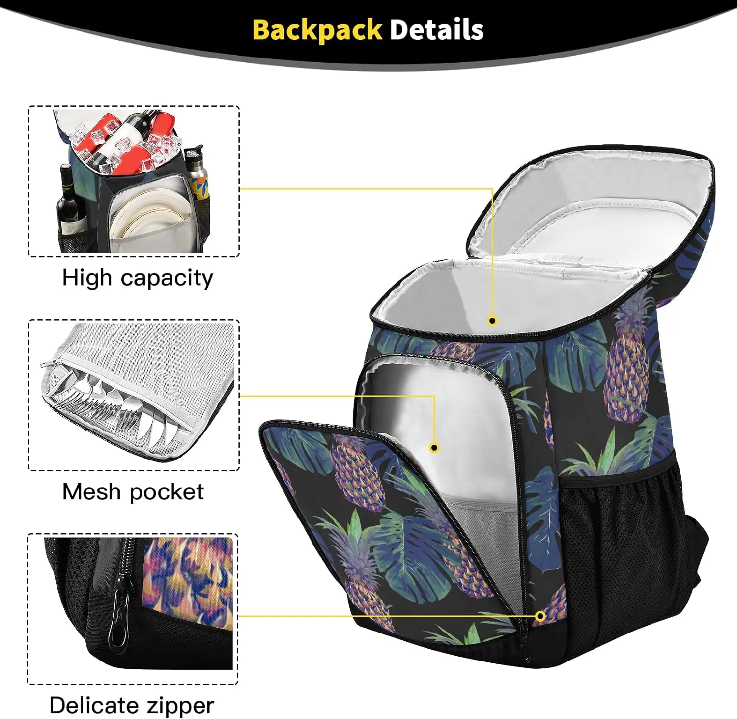 ALAZA Cooler Backpack Reusable Insulated Lunch Bag with Adjustable Shoulder Strap for Women Men Picnic Work College Hiking Camping Office Beach