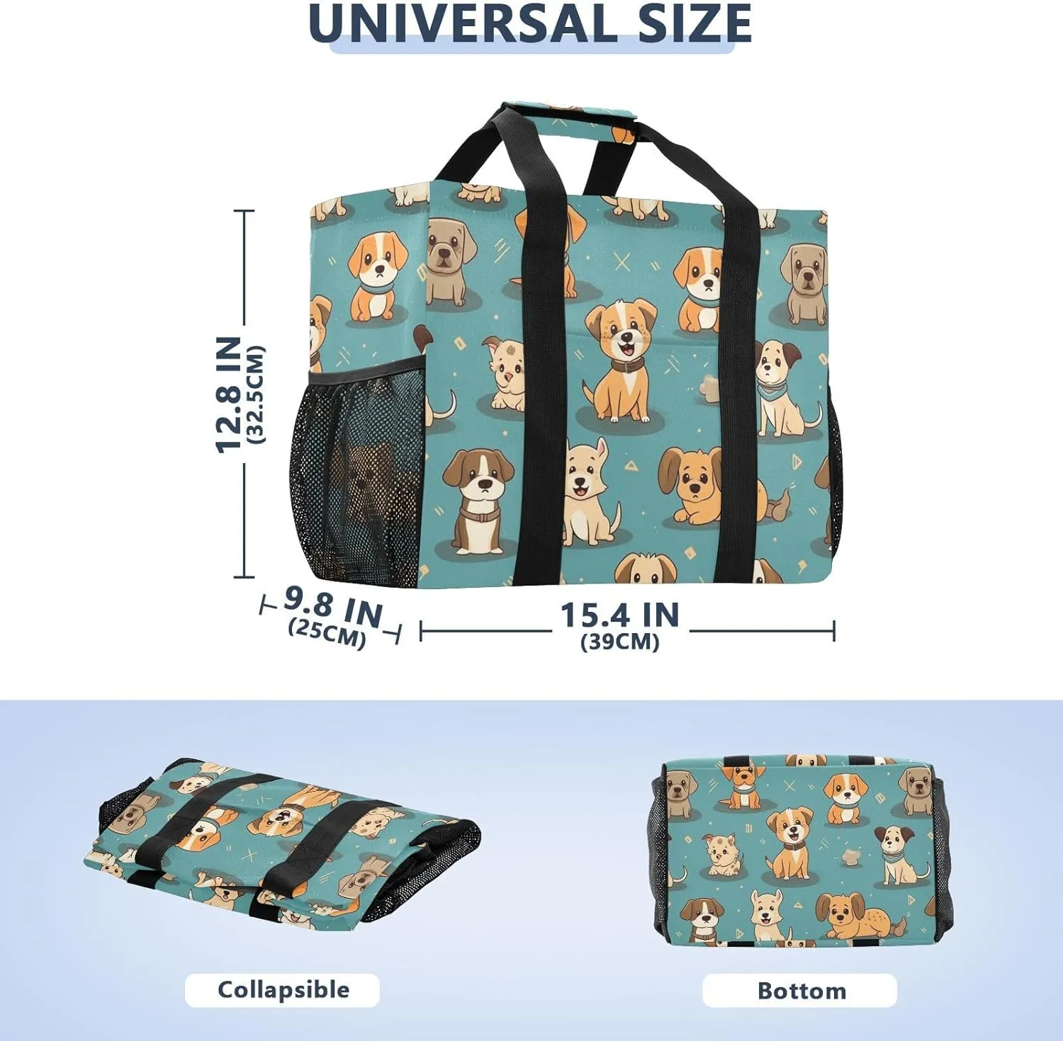 ALAZA Cute Funny Dogs Waterproof Beach Tote Bags