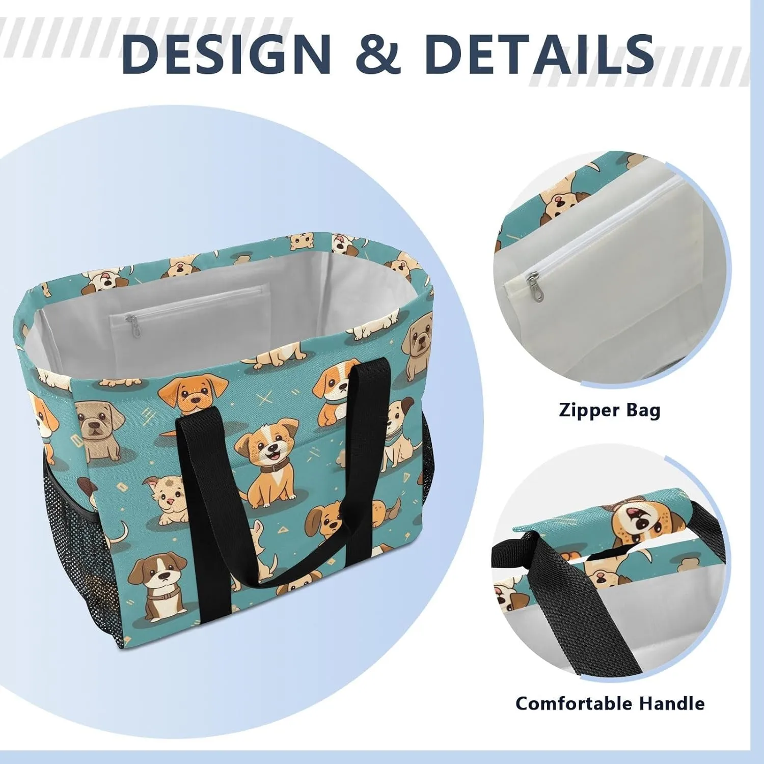 ALAZA Cute Funny Dogs Waterproof Beach Tote Bags