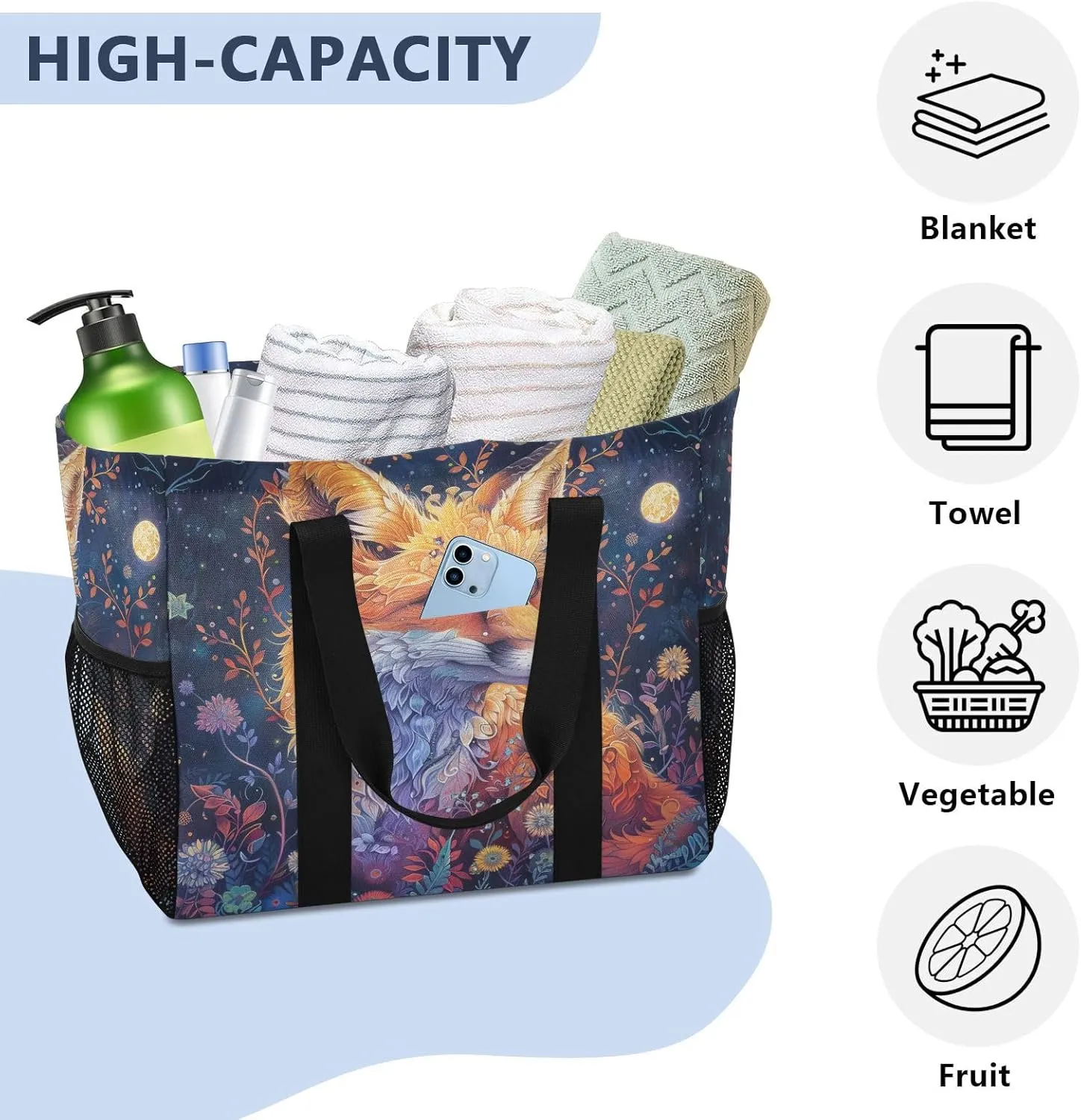 ALAZA Fox Dreamcatcher Waterproof Beach Tote Bags