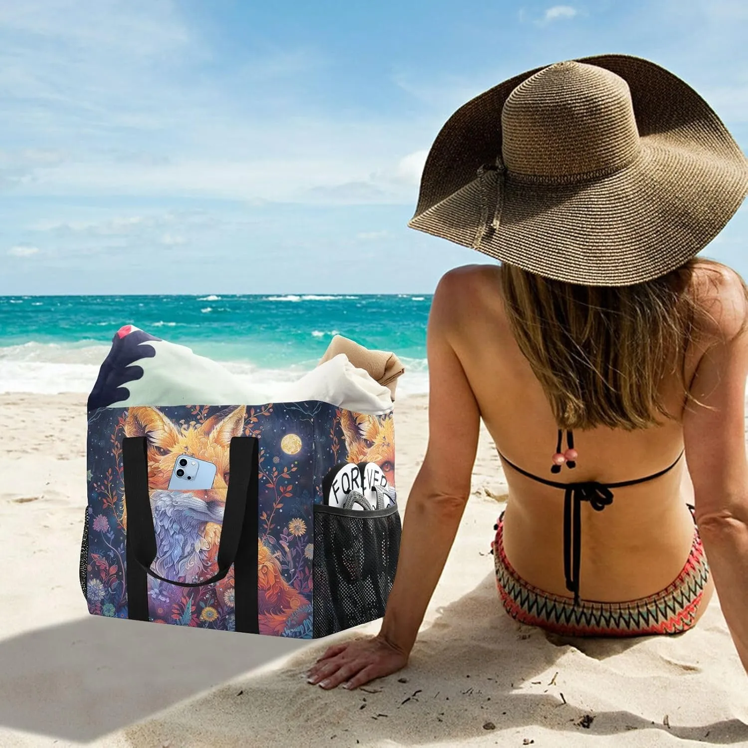 ALAZA Fox Dreamcatcher Waterproof Beach Tote Bags