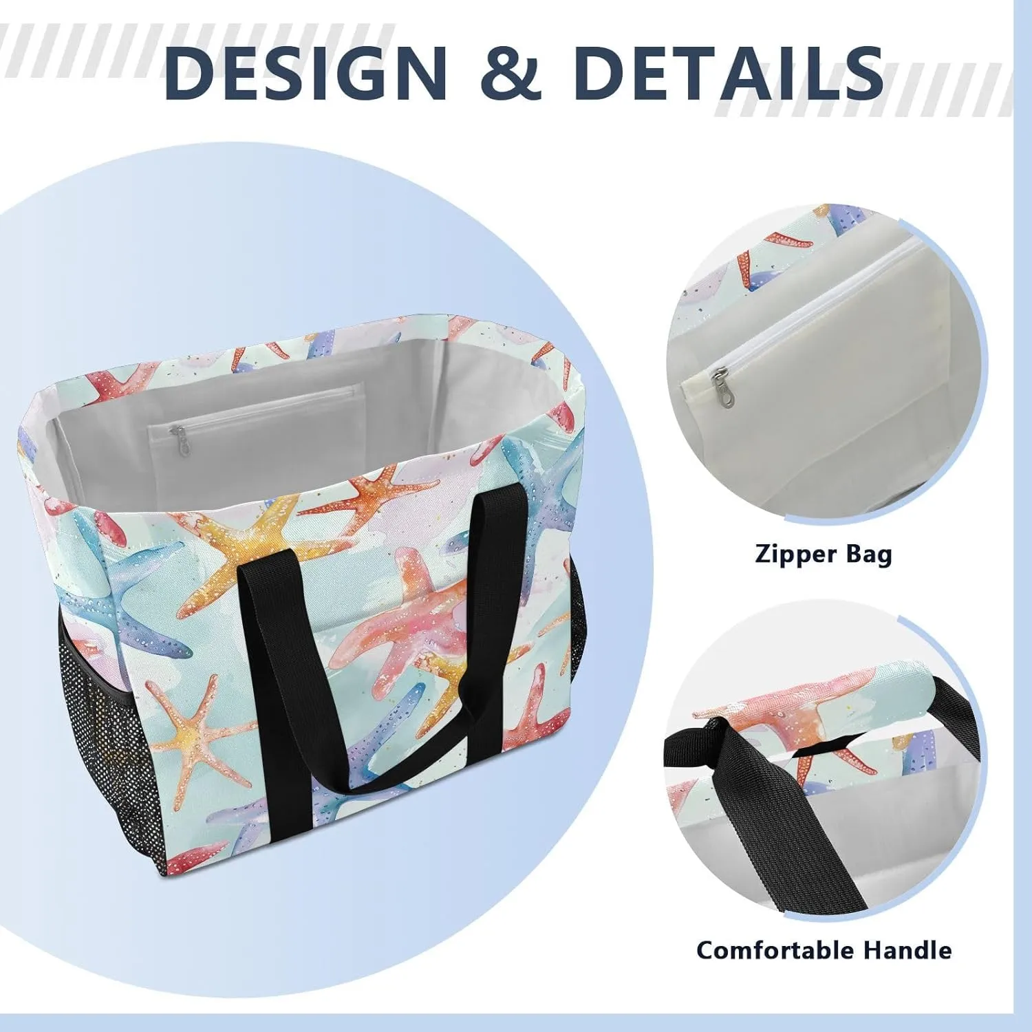 ALAZA Starfish Seamless Waterproof Beach Tote Bags