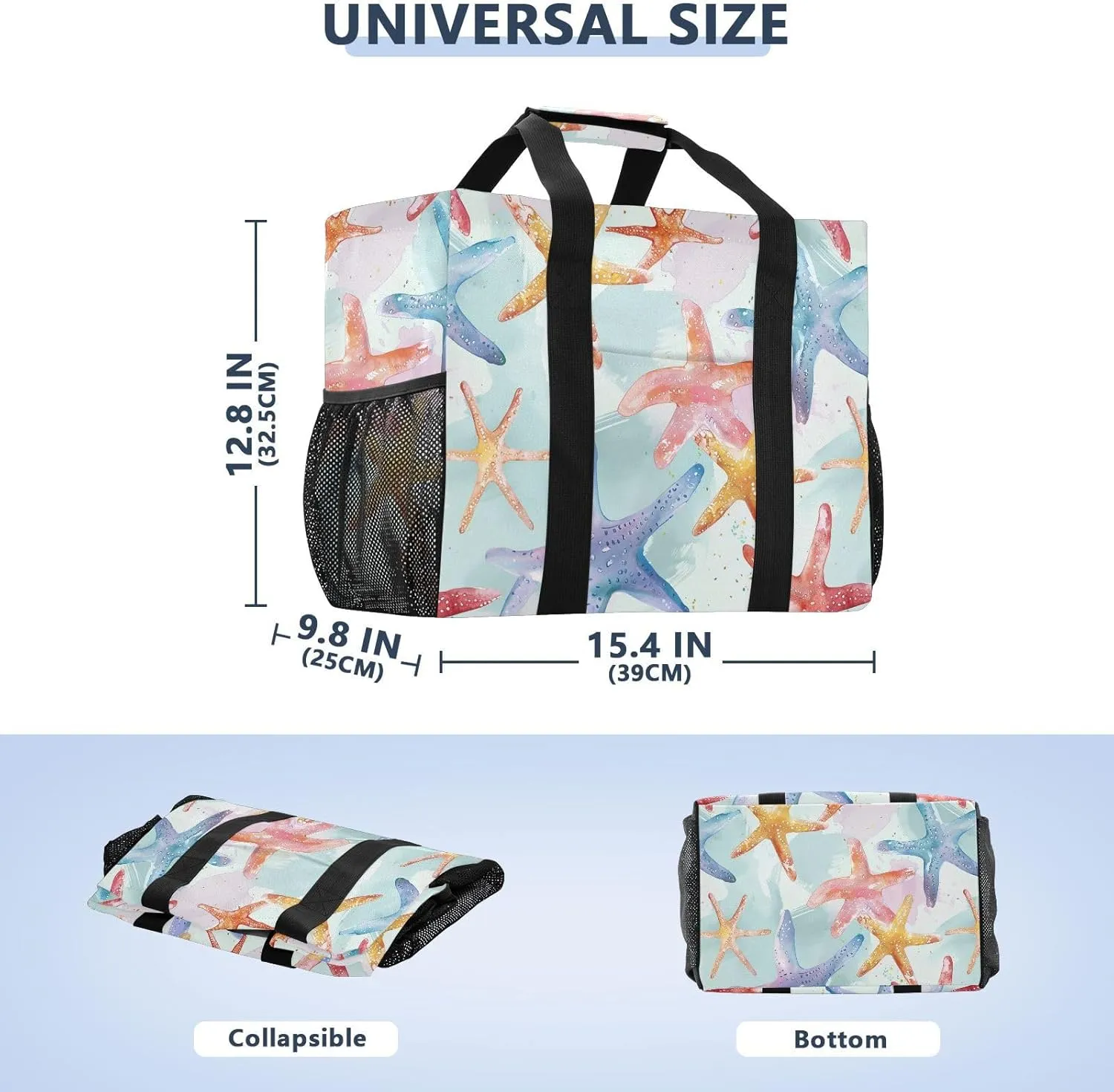 ALAZA Starfish Seamless Waterproof Beach Tote Bags