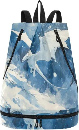 ALAZA Swimming Bags Waterproof Gym Bag Swim Backpack for Beach Sports Dragon Pterosaur 3 Pool Swimmers Men and Women