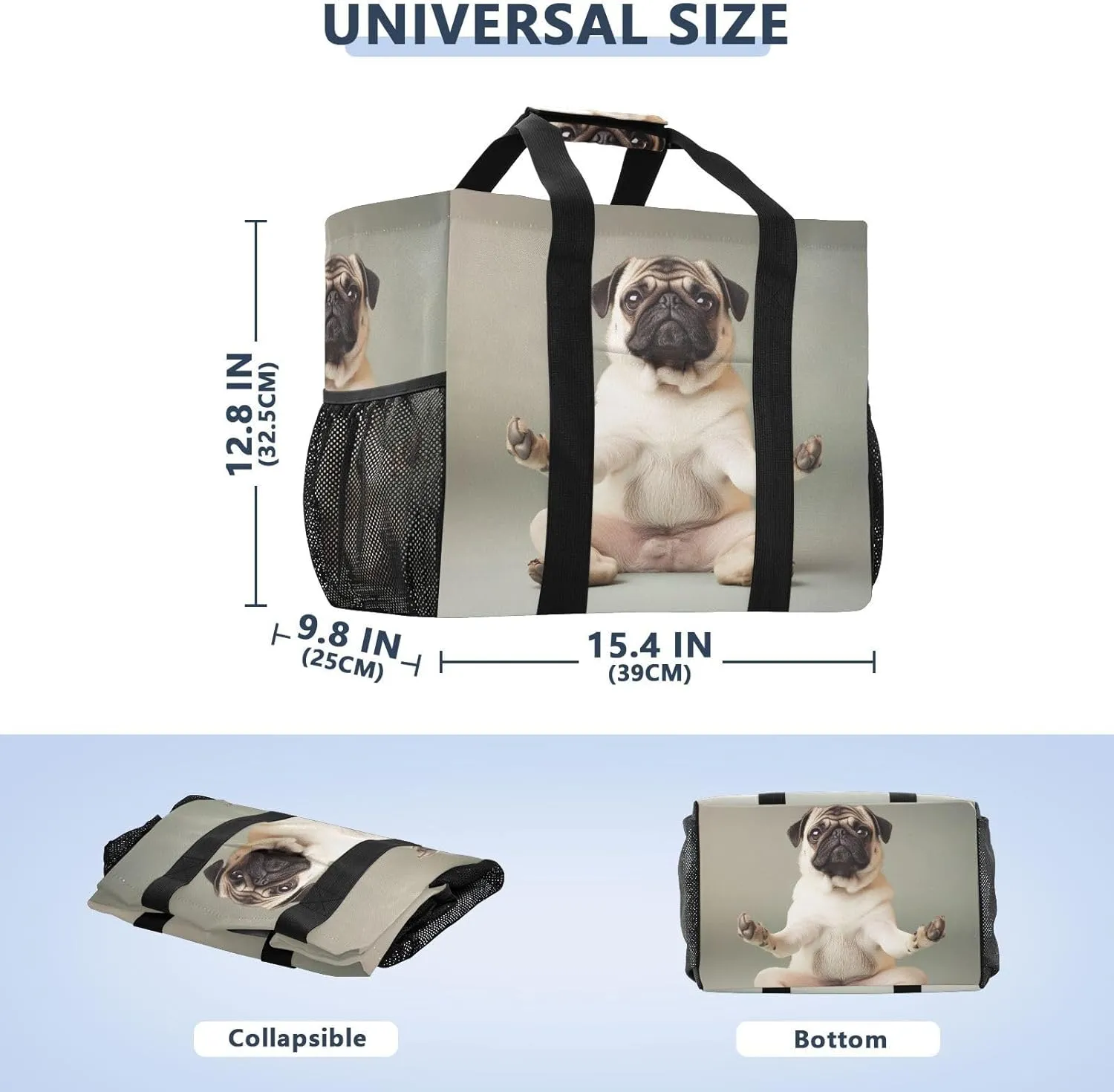ALAZA Two Puppy Dogs with Sunglasses Flower Waterproof Beach Tote Bags