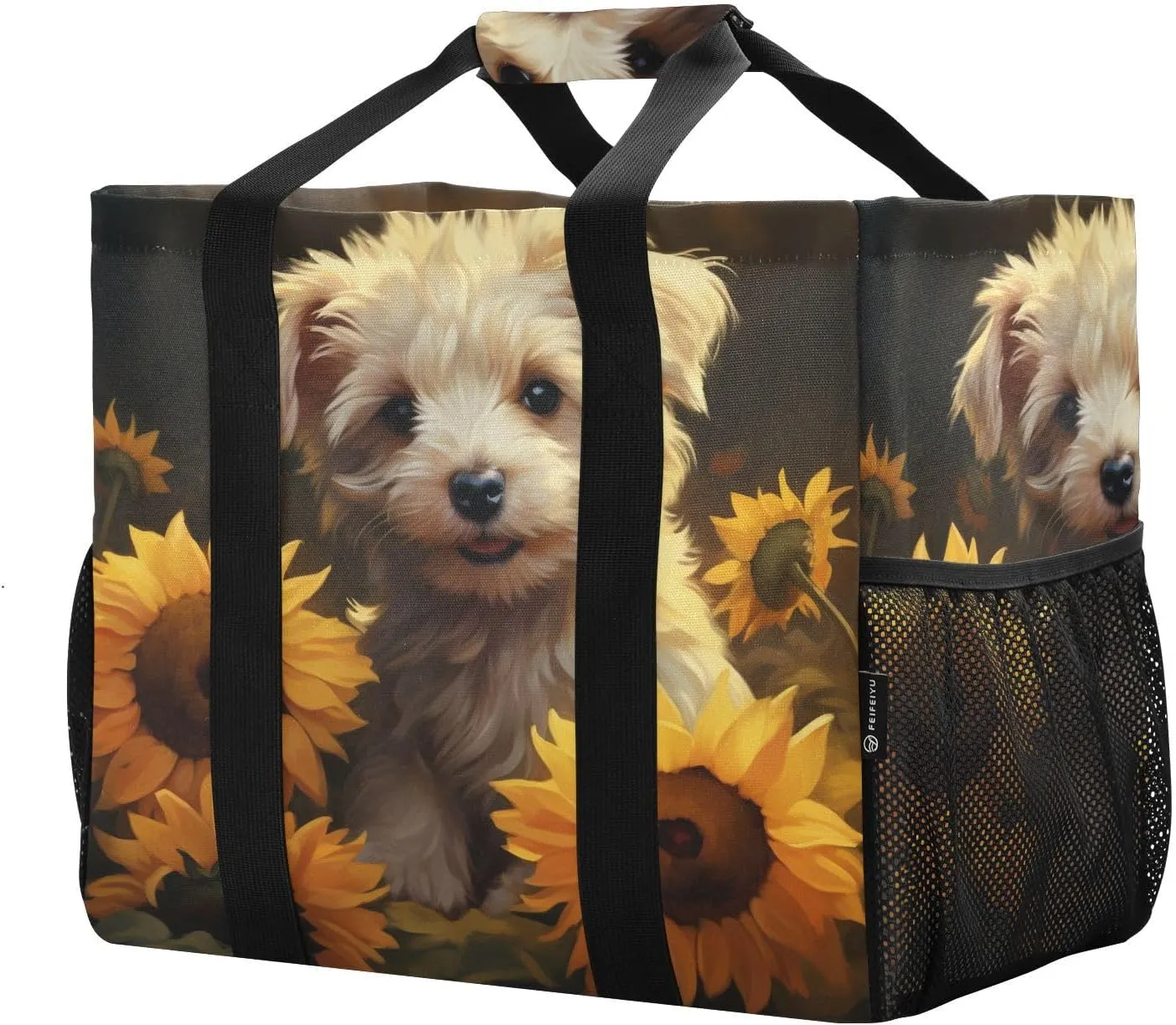 ALAZA Watercolor Dogs Starry Night Galaxy Waterproof Beach Tote Bags
