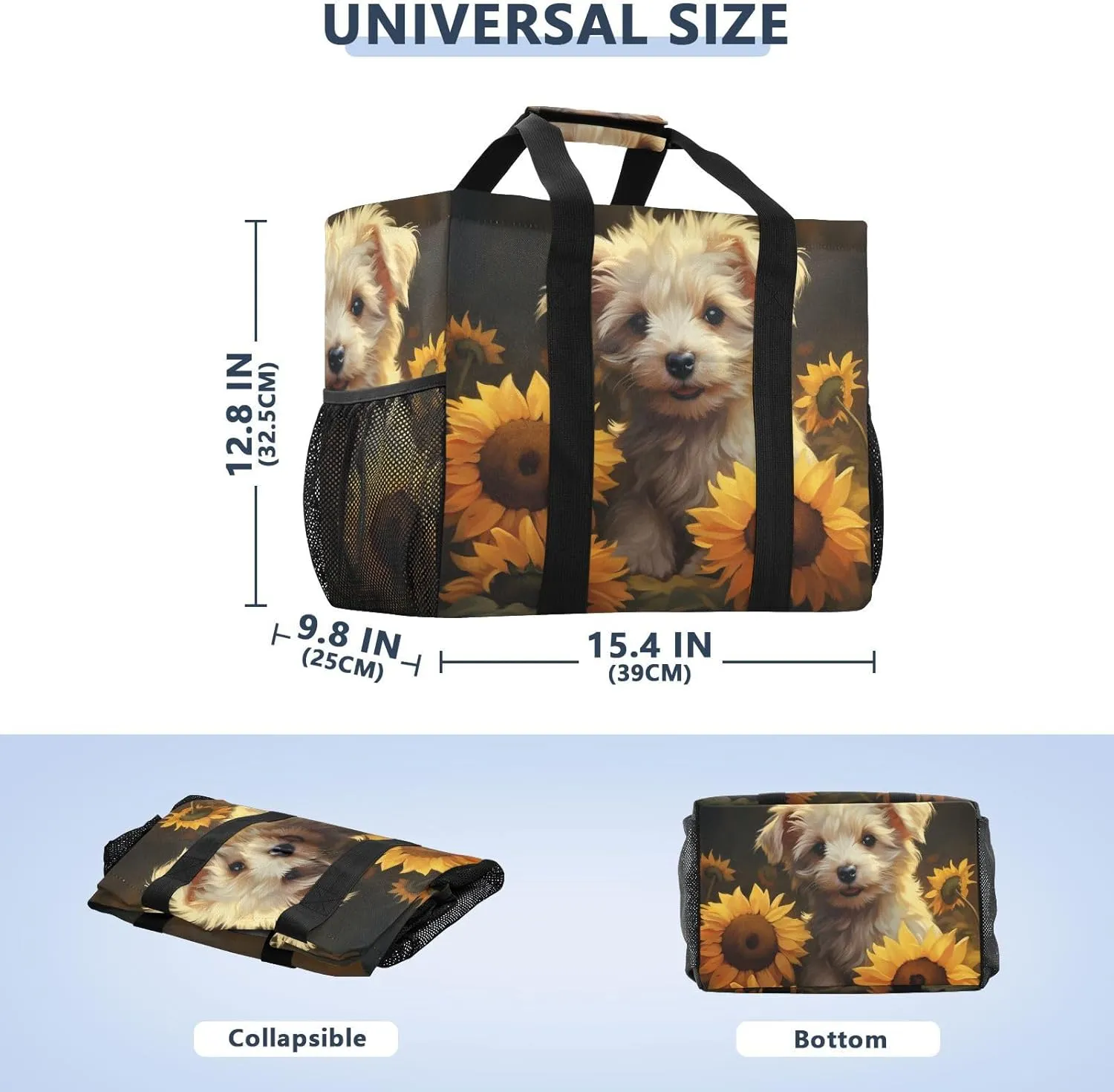 ALAZA Watercolor Dogs Starry Night Galaxy Waterproof Beach Tote Bags