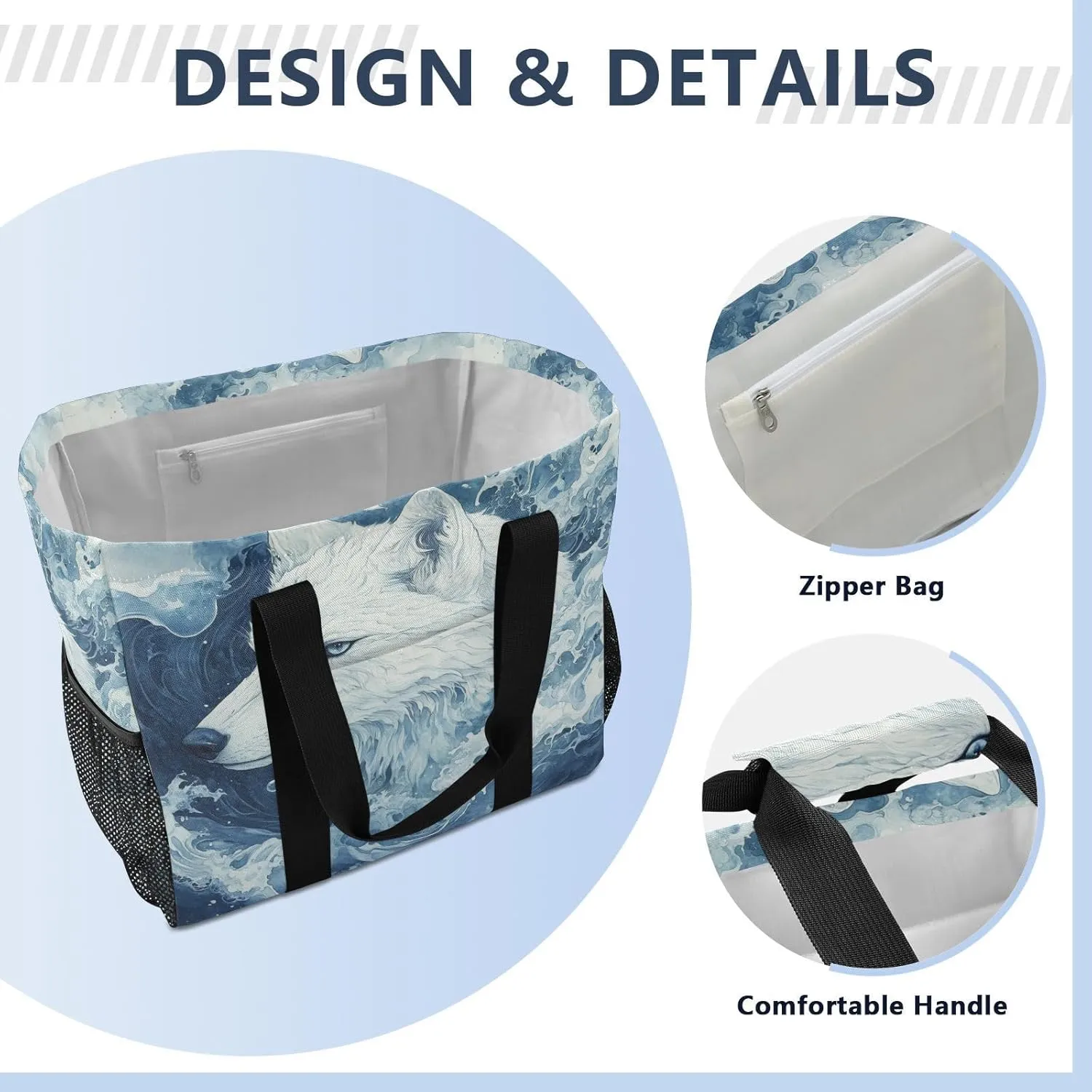 ALAZA Wolf New York City Waterproof Beach Tote Bags