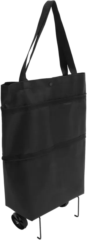 Alipis Collapsible Trolley Pouch with Wheels Reusable Shopping Bag Lightweight Portable Grocery Cart for Supermarket Convenient Foldable Design