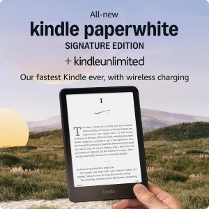 All-new Amazon Kindle Paperwhite Signature Edition (32 GB) – Our fastest Kindle with an auto-adjusting front light, wireless charging, and weeks of battery life – Metallic Black   3 Months of Kindle Unlimited (with auto-renewal)