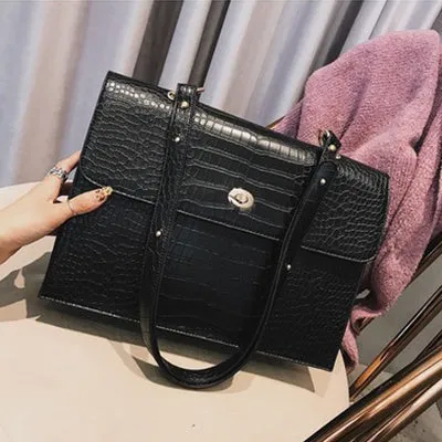 Alligator All-inclusive Durable Bags Women Pu Women's Capacity Lady Bags Leather Crossbody Messenger Multipurpose Chic Casual Shoulder Large Bags for