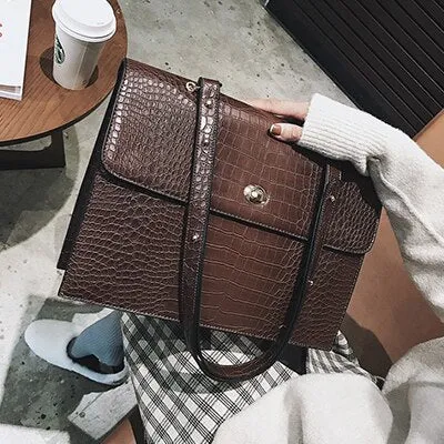 Alligator All-inclusive Durable Bags Women Pu Women's Capacity Lady Bags Leather Crossbody Messenger Multipurpose Chic Casual Shoulder Large Bags for