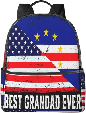 American Cabo Verde Flag Casual Backpacks Laptop Backpack Carry-on Daypack Sports Travel Rucksack Lightweight Working Bag for Outdoor Hiking Cycling Walking