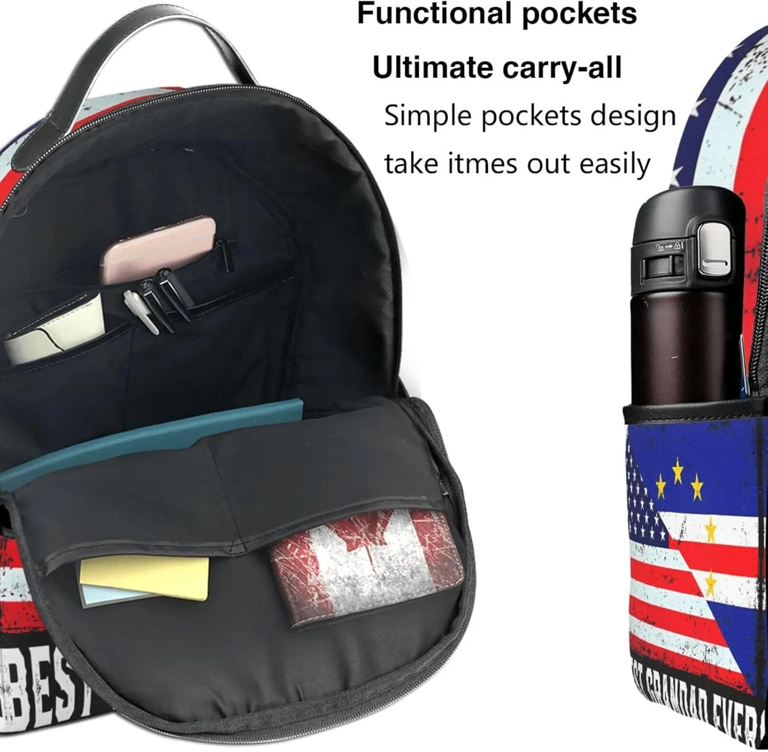 American Cabo Verde Flag Casual Backpacks Laptop Backpack Carry-on Daypack Sports Travel Rucksack Lightweight Working Bag for Outdoor Hiking Cycling Walking