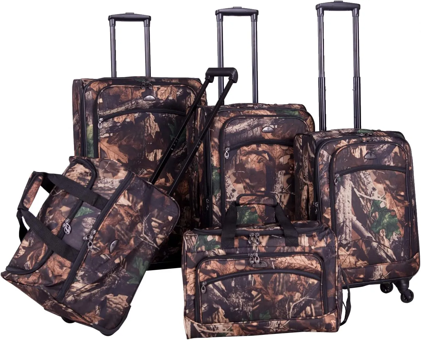 American Flyer Camo 5-Piece Spinner Luggage Set, Green, One Size