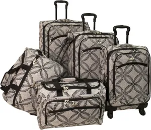 American Flyer Luggage Silver Clover 5 Piece Set Spinner, Black Gray, One Size