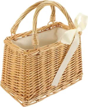 Amosfun Woven Basket Storage Basket Home Decor Baskets Wicker Basket Hand-woven Basket Boho Crossbody Bags for Women Snack Containers Travel Tote Bag Red Riding Hood Basket Handbag