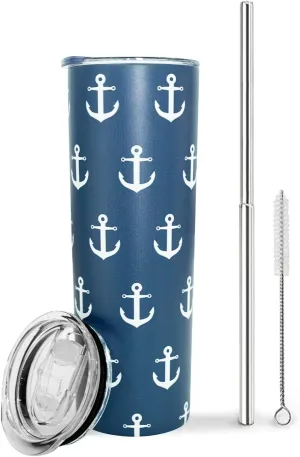 Anchor Tumbler-Boating Accessories for Boat,Lake Accessories for women-Beach Gifts,Boat gifts,Boating Gifts for Women,Anchor Gifts for Women-Anchor decor,Anchor Navy Blue-Anchor cups,Mug,Cup Anchor