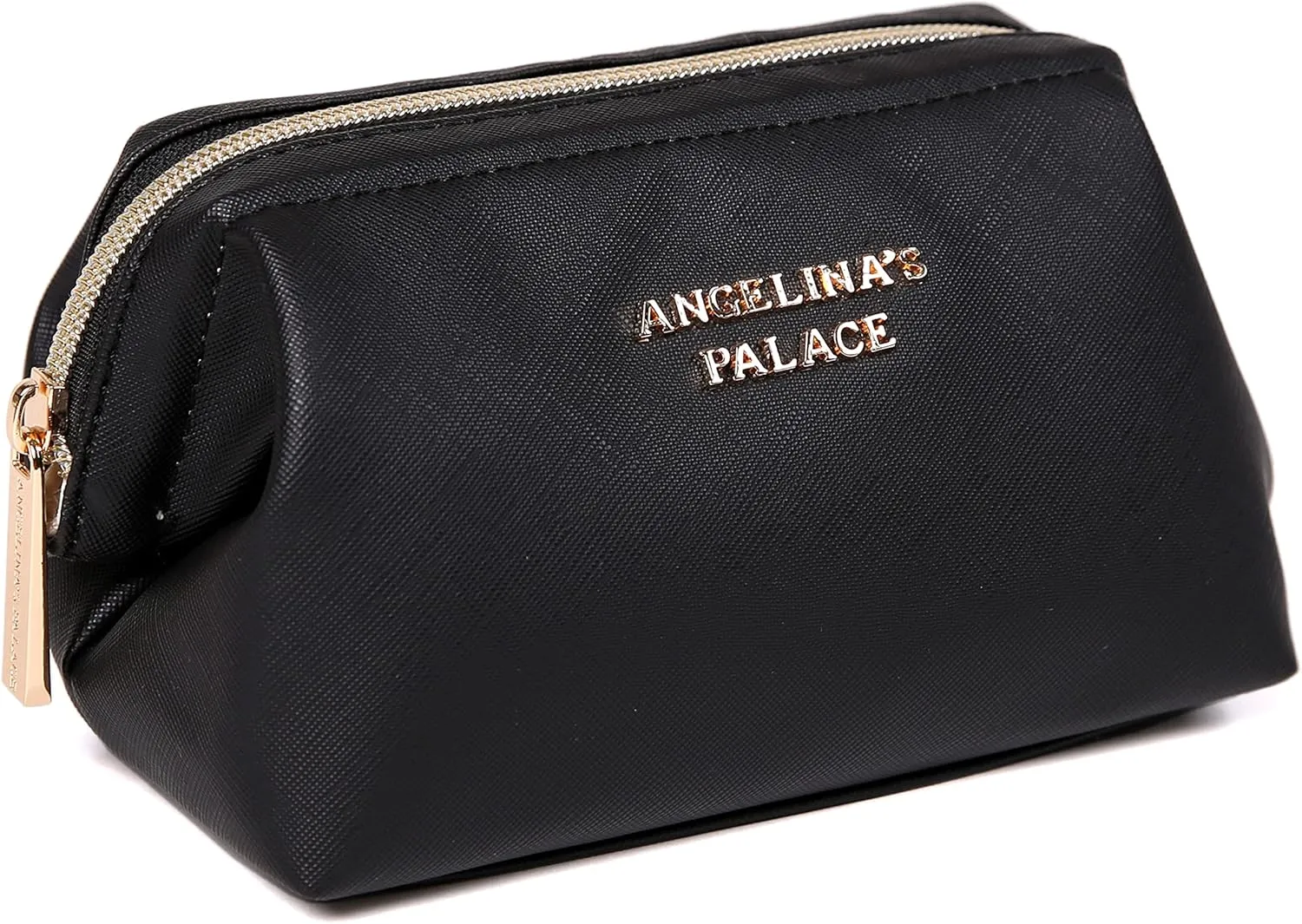 Angelina's Palace Vegan Leather Waterproof Travel Cosmetic Bag Toiletry Organizer Makeup Pouches(black)