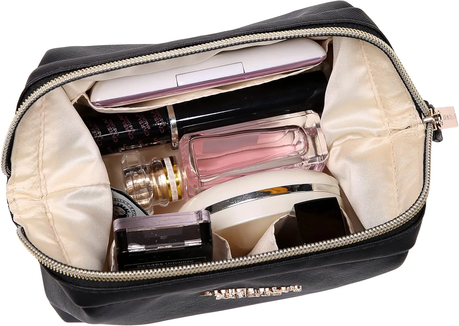 Angelina's Palace Vegan Leather Waterproof Travel Cosmetic Bag Toiletry Organizer Makeup Pouches(black)