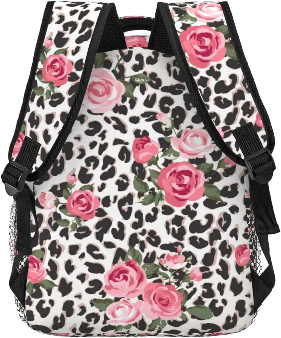 Animal Leopard Print Rose Backpacks 15 Inch Laptop Backpack Multipurpose Double Shoulder Bag for Men Women Gifts