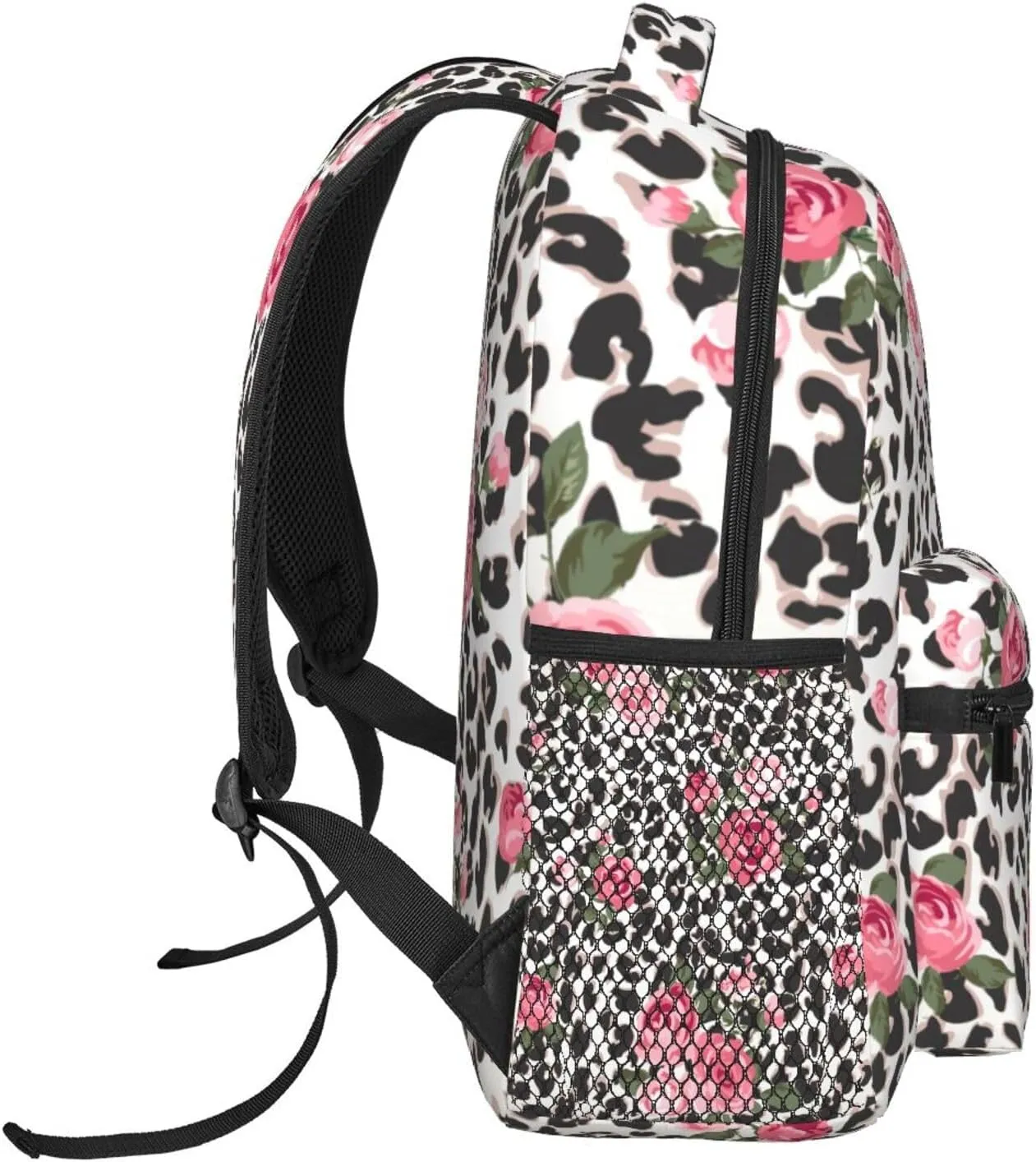Animal Leopard Print Rose Backpacks 15 Inch Laptop Backpack Multipurpose Double Shoulder Bag for Men Women Gifts