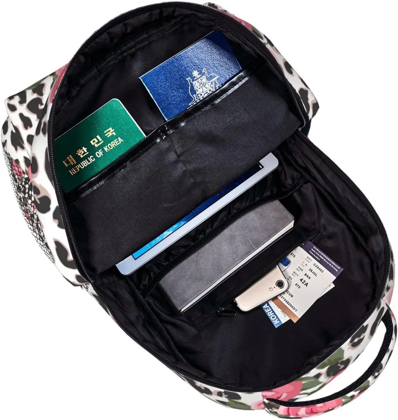 Animal Leopard Print Rose Backpacks 15 Inch Laptop Backpack Multipurpose Double Shoulder Bag for Men Women Gifts