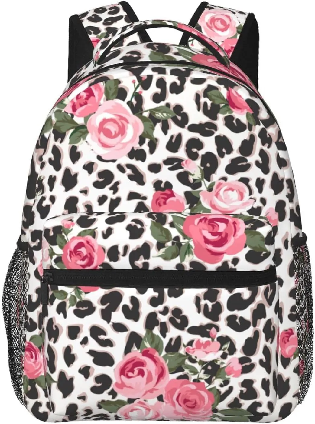 Animal Leopard Print Rose Backpacks 15 Inch Laptop Backpack Multipurpose Double Shoulder Bag for Men Women Gifts