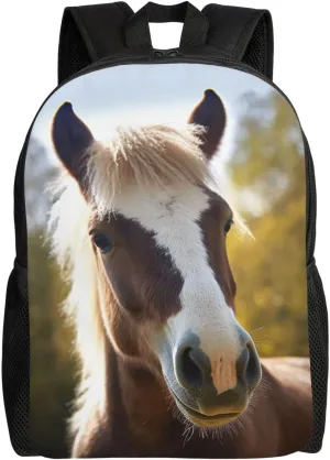 Animal Pony Horse Travel Backpack for Women Men Large Laptop Bag 16.1Inch College Bag Casual Daypack