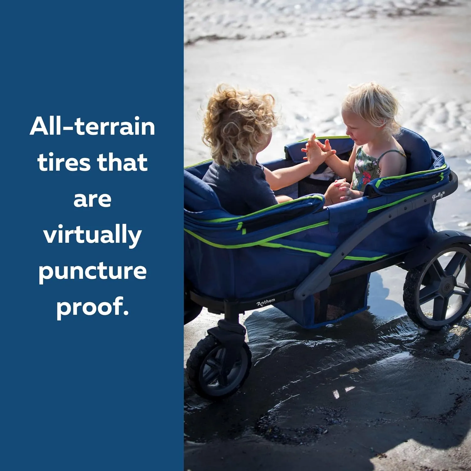 Anthem2 2-Seat All-Terrain Wagon Stroller with Easy Push and Pull, Removable XL Canopies, and Sturdy, Safe Folding for Storage and Transport, Neon Indigo