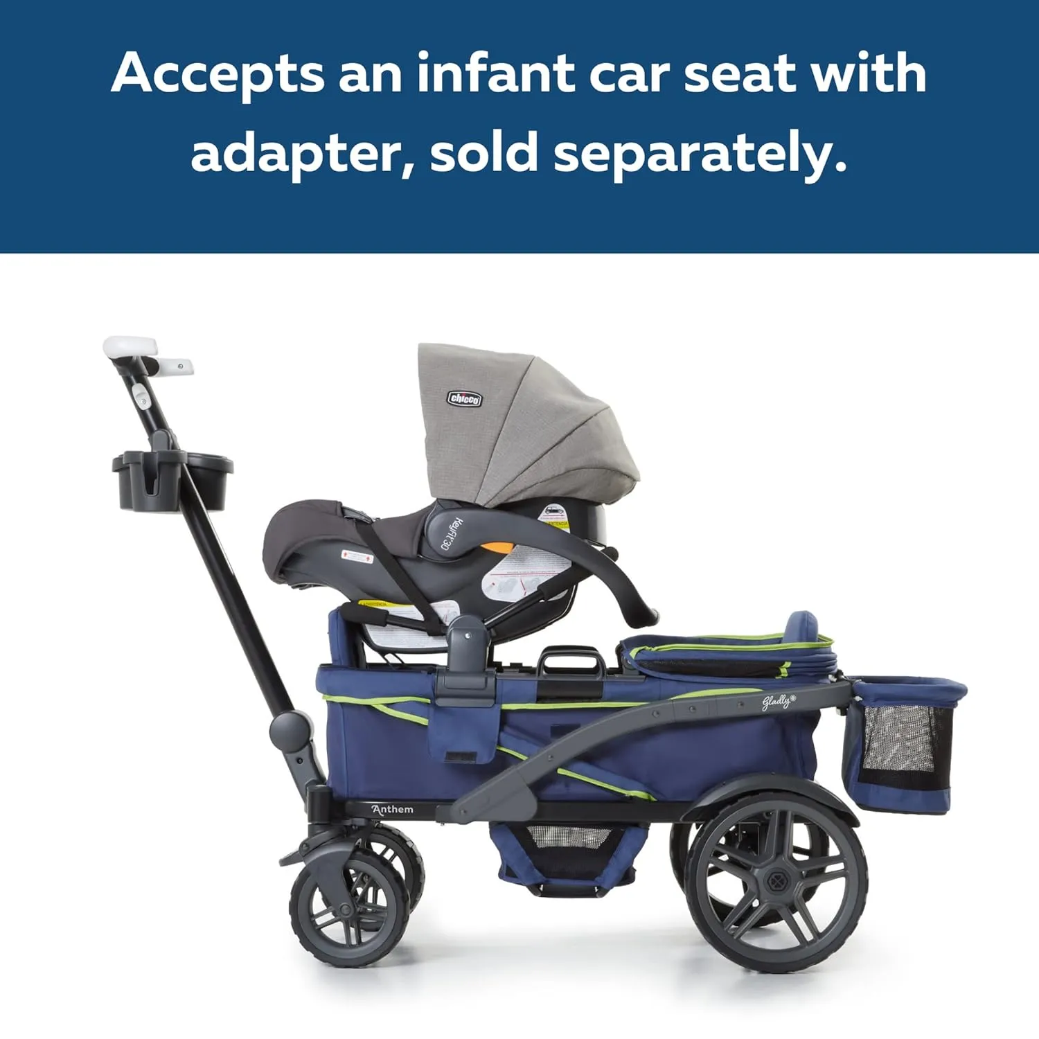 Anthem2 2-Seat All-Terrain Wagon Stroller with Easy Push and Pull, Removable XL Canopies, and Sturdy, Safe Folding for Storage and Transport, Neon Indigo