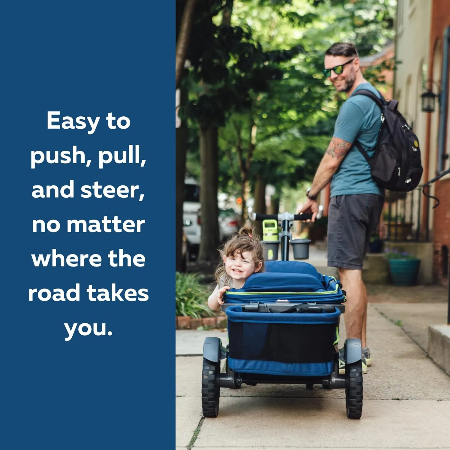 Anthem2 2-Seat All-Terrain Wagon Stroller with Easy Push and Pull, Removable XL Canopies, and Sturdy, Safe Folding for Storage and Transport, Neon Indigo