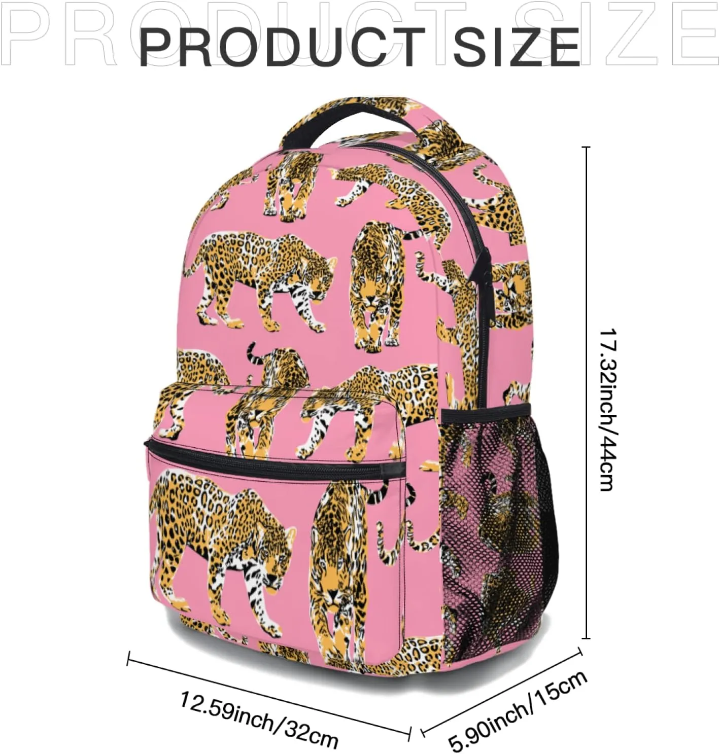 aportt Pink Cheetah Backpack for Boys Girls Preppy Leopard Tiger Durable Casual Basic Kids Bookbag Cute Animal Lightweight School Bag for Teens Students Travel Daypack