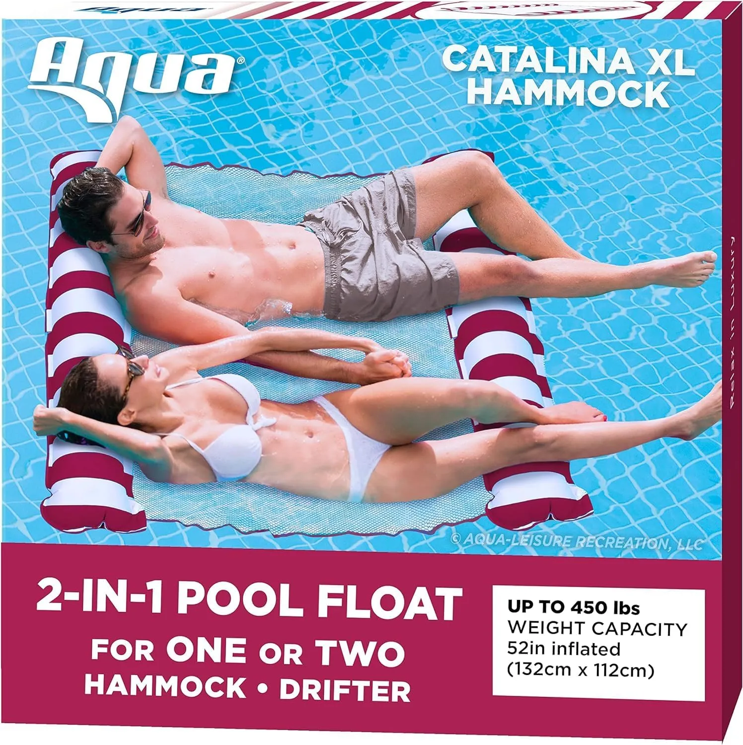 Aqua 4-in-1 Monterey Hammock Pool Float & Water Hammocks – 2-3-4 Multipacks – Multiple Colors/Styles – for Adults and Kids Floating