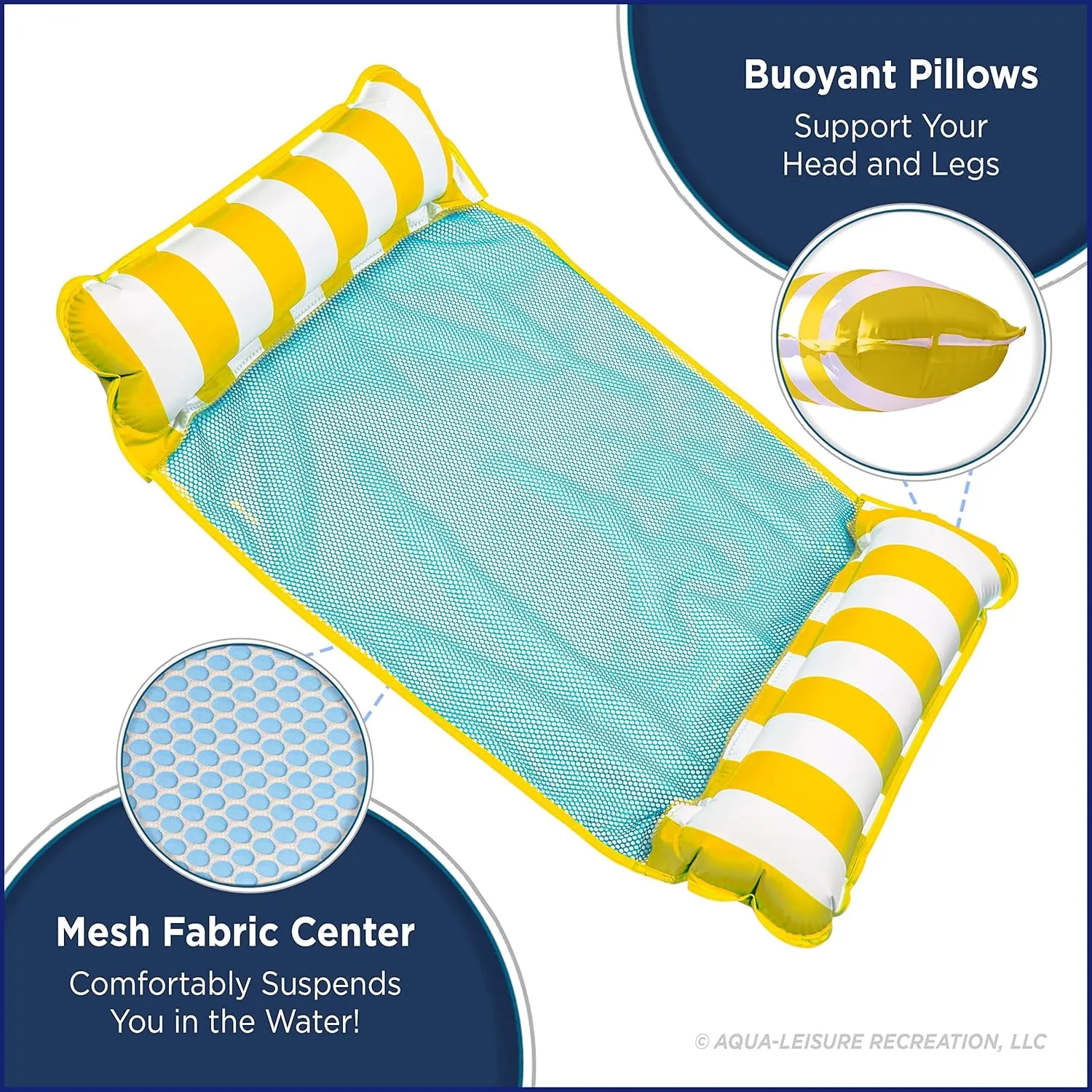 Aqua 4-in-1 Monterey Hammock Pool Float & Water Hammocks – 2-3-4 Multipacks – Multiple Colors/Styles – for Adults and Kids Floating