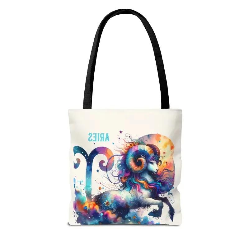 Aries Zodiac Tote Bag with Black Cotton Handles