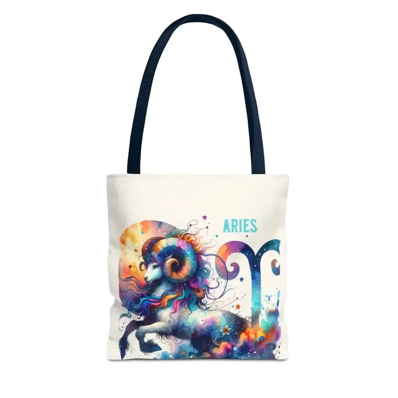 Aries Zodiac Tote Bag with Black Cotton Handles