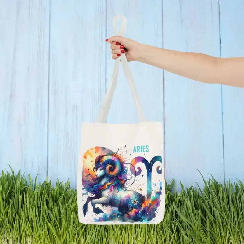 Aries Zodiac Tote Bag with Black Cotton Handles