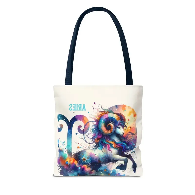 Aries Zodiac Tote Bag with Black Cotton Handles