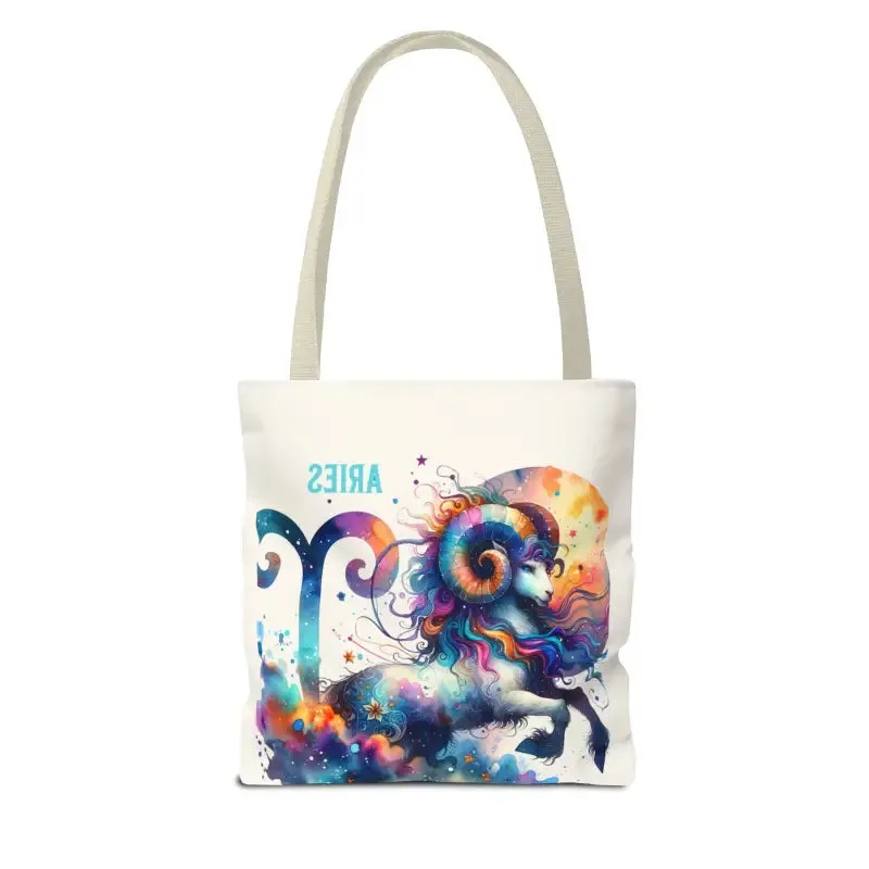 Aries Zodiac Tote Bag with Black Cotton Handles