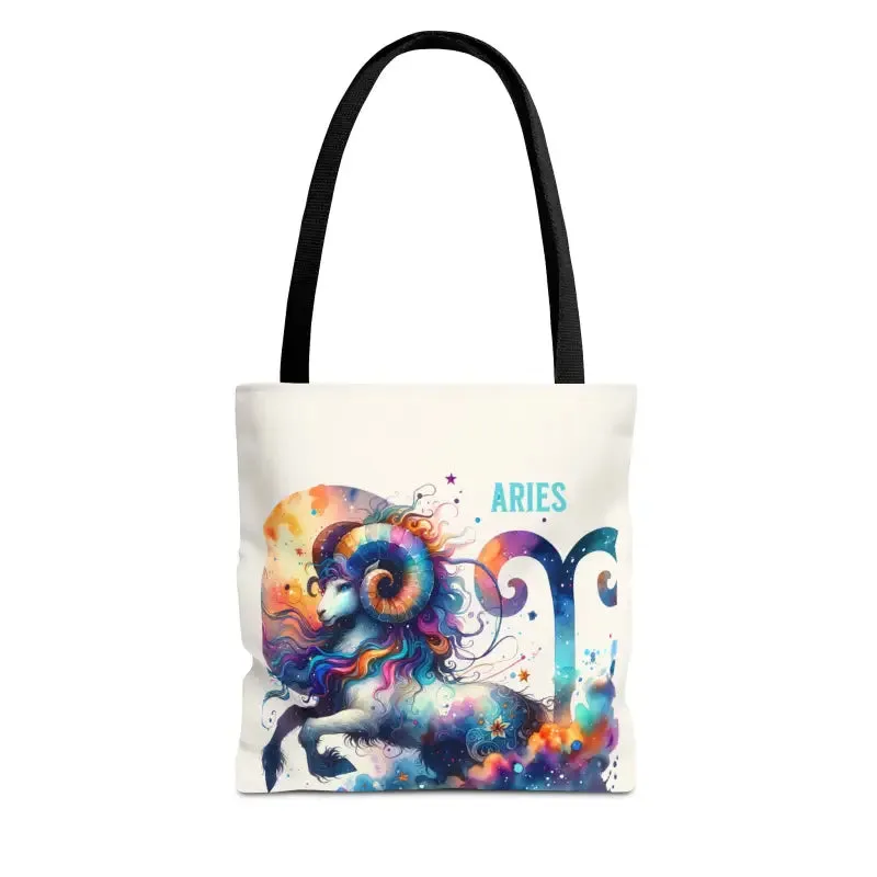 Aries Zodiac Tote Bag with Black Cotton Handles