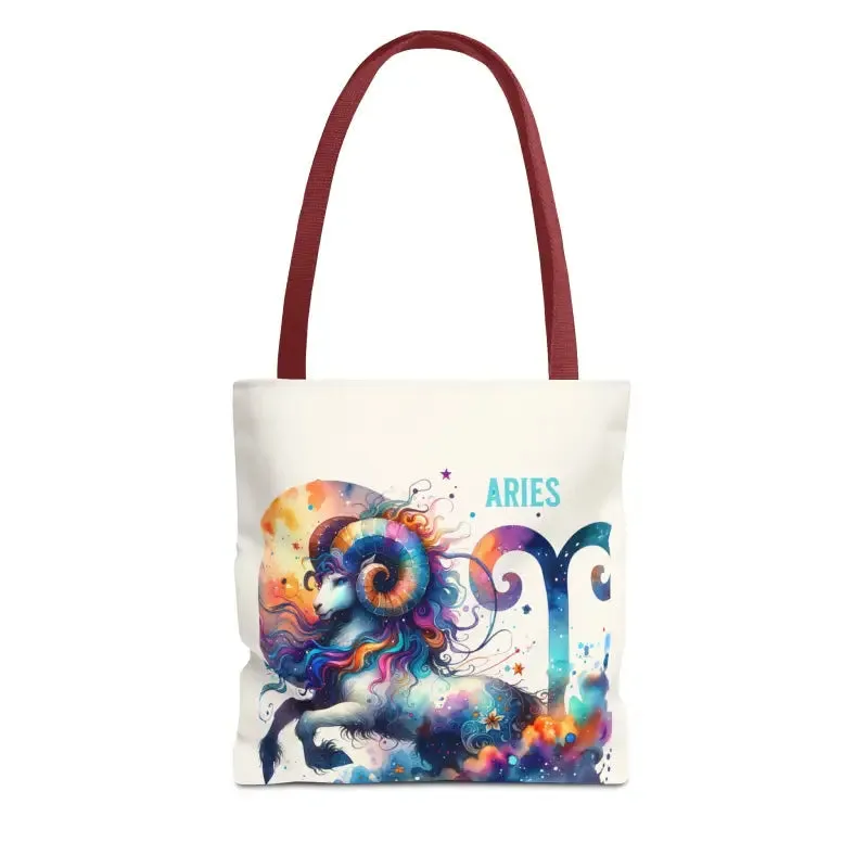 Aries Zodiac Tote Bag with Black Cotton Handles