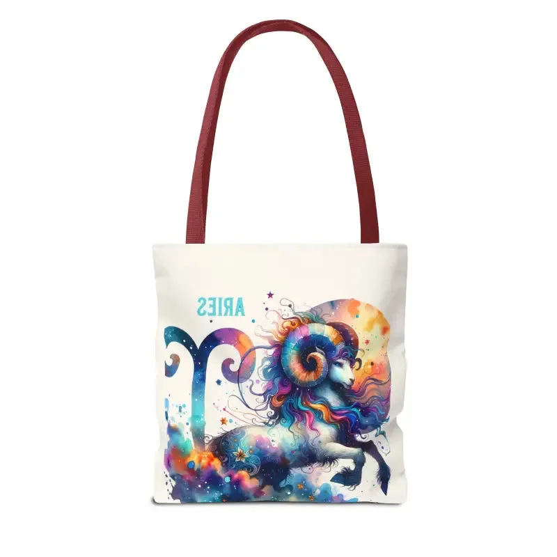 Aries Zodiac Tote Bag with Black Cotton Handles
