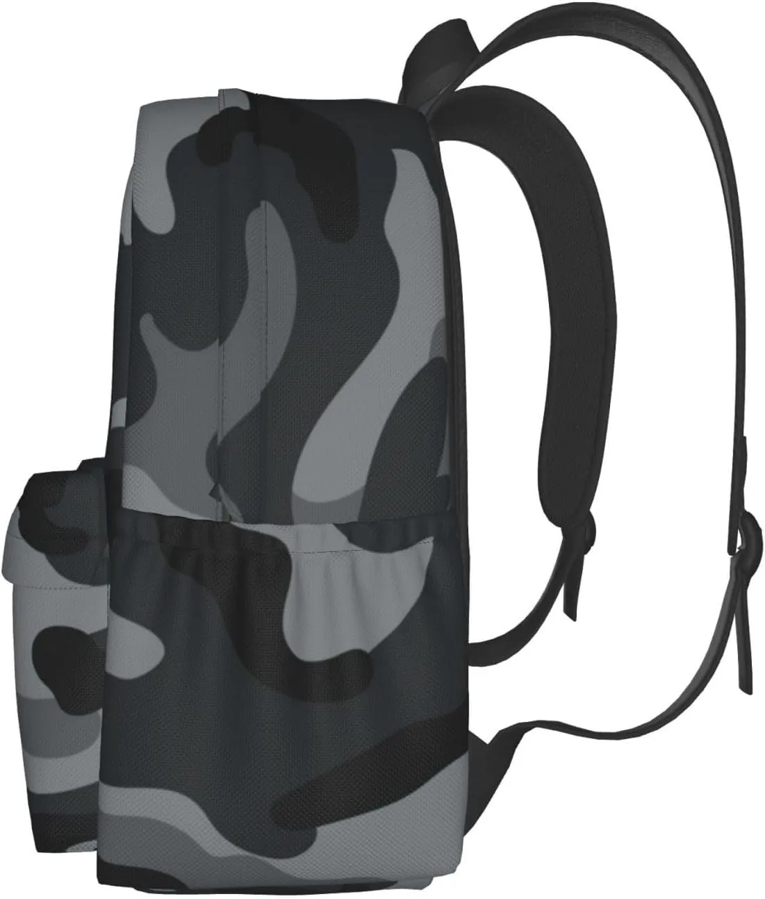 Army Camouflage Laptop Backpack For Men Women, Black And Grey Camo Lightweight Daypack Bookbag For Daily Commutes Business Travel Hiking
