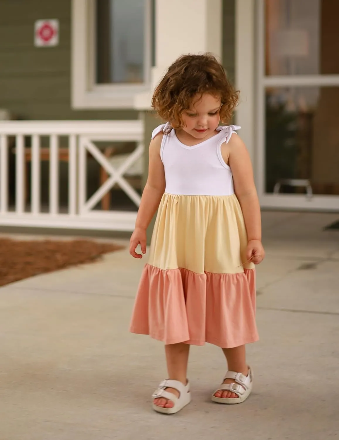 Arshiner Toddler Girl Summer Dress Little Girls Casual Beach Party Bowknot Sling Sundress with Pocket 1-7t