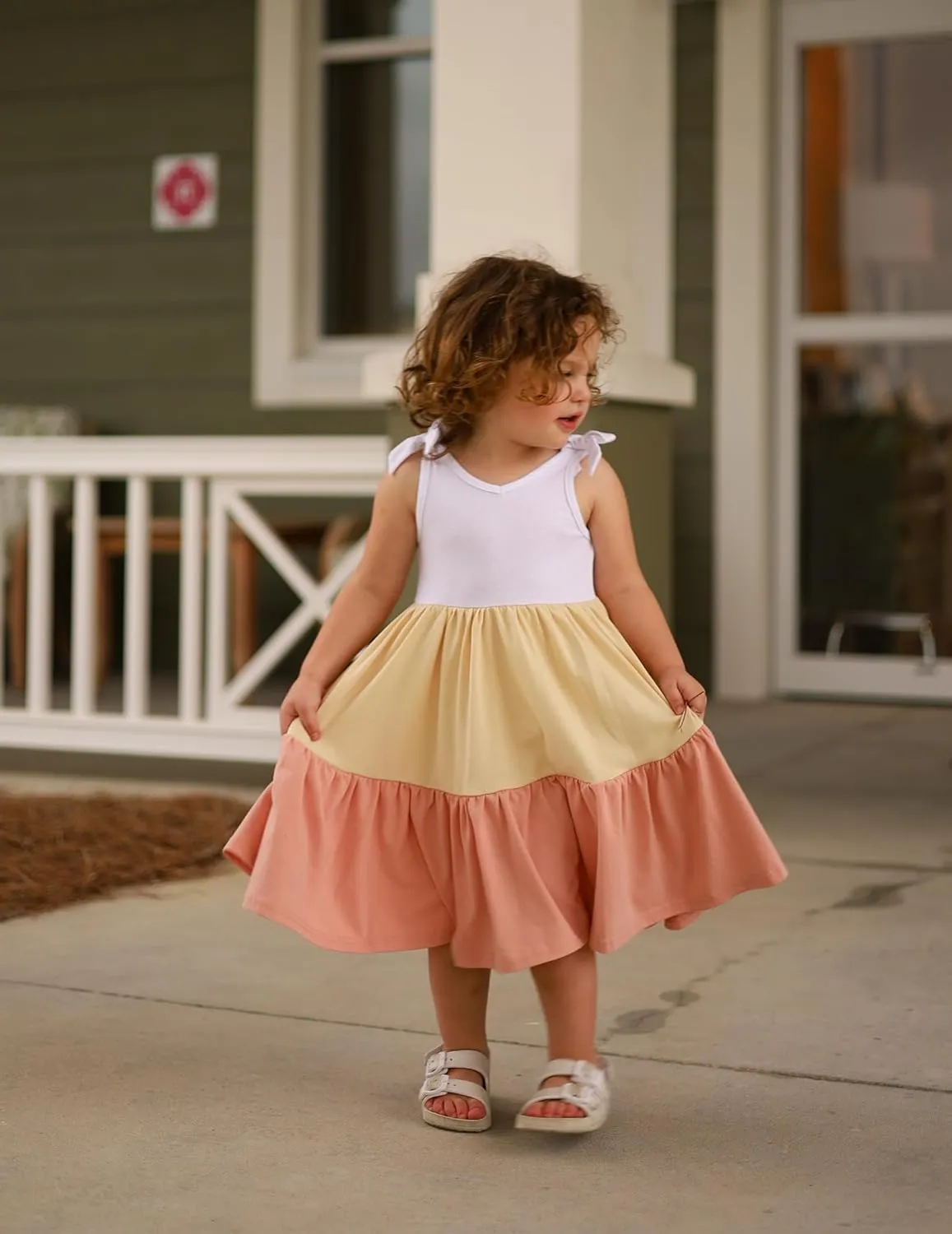 Arshiner Toddler Girl Summer Dress Little Girls Casual Beach Party Bowknot Sling Sundress with Pocket 1-7t