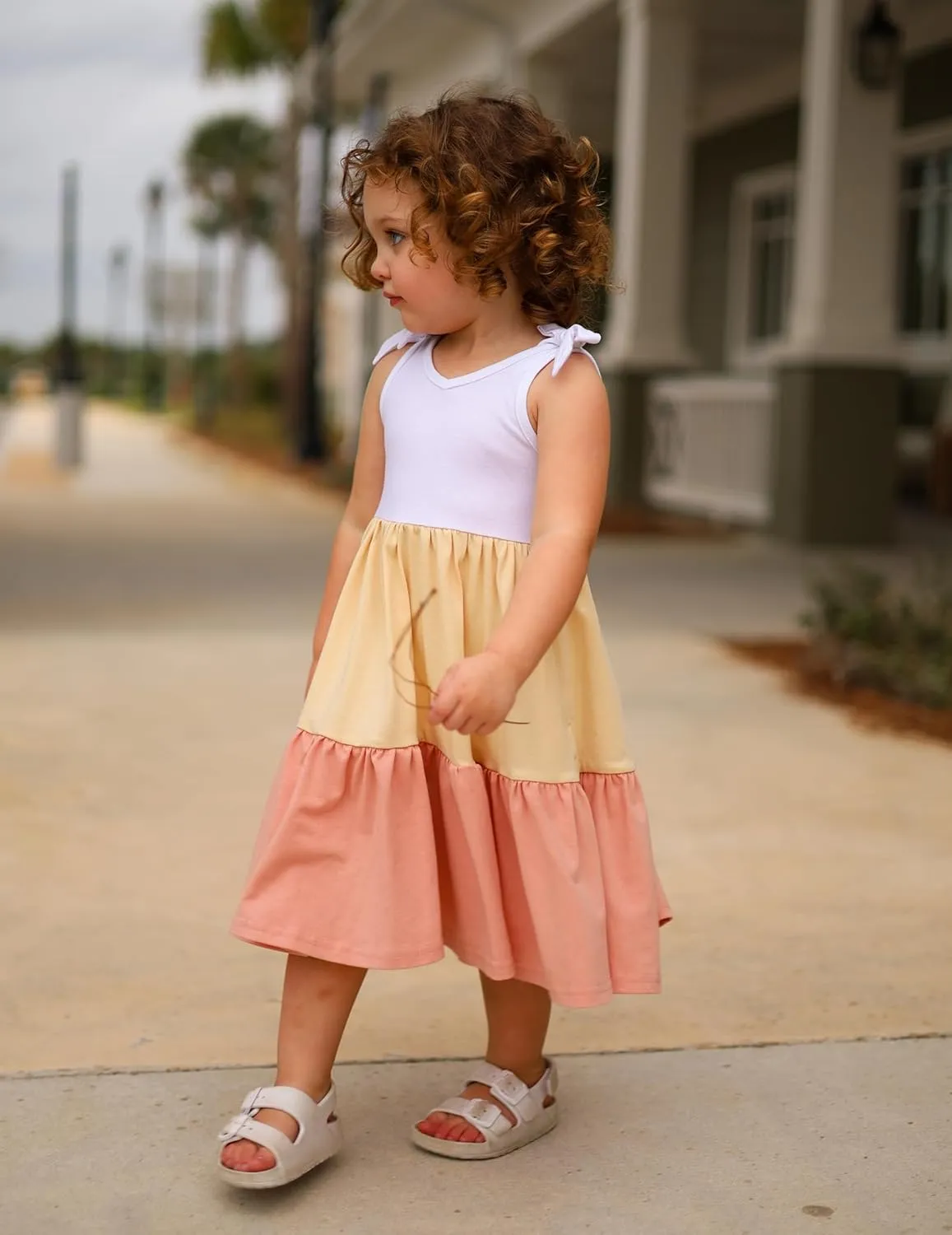 Arshiner Toddler Girl Summer Dress Little Girls Casual Beach Party Bowknot Sling Sundress with Pocket 1-7t
