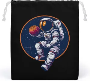 Astronaut Slam Dunk Basketball Space Drawstring Storage Bag Small String Bag Makeup Bag for Home Travel 20 * 25cm