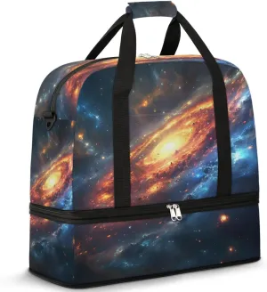 Astronomy Stars Space Travel Duffel Bag for Women Men Weekender Overnight Bag with Shoe Compartment Foldable Sports Gym Luggage Bag